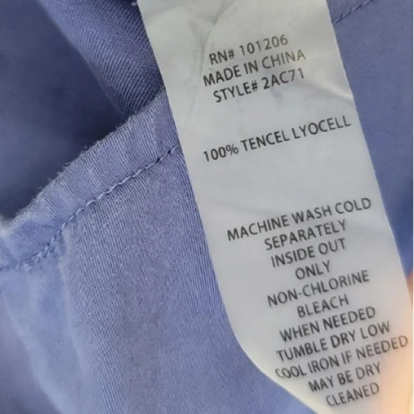 Soft Surroundings Blue Sleeve Tencel Snap Tab Tunic Shirt Denim Embroidered S - Picture 9 of 11